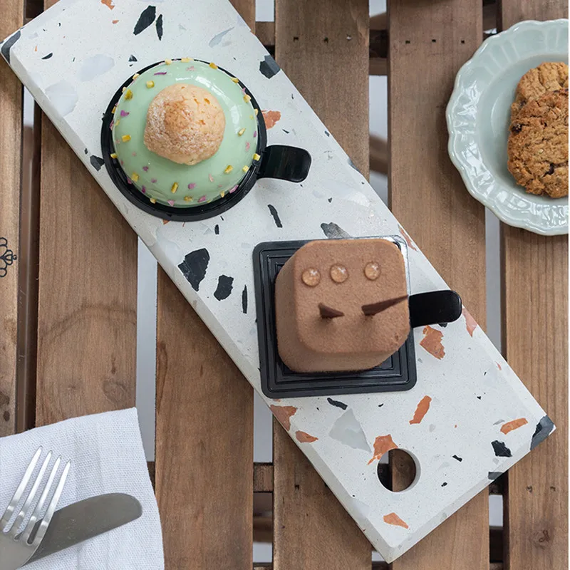 Tobs Terrazzo Pallet Cake Stand for dessert ceramic board home table decorations tools food trays service plate props | Дом и сад