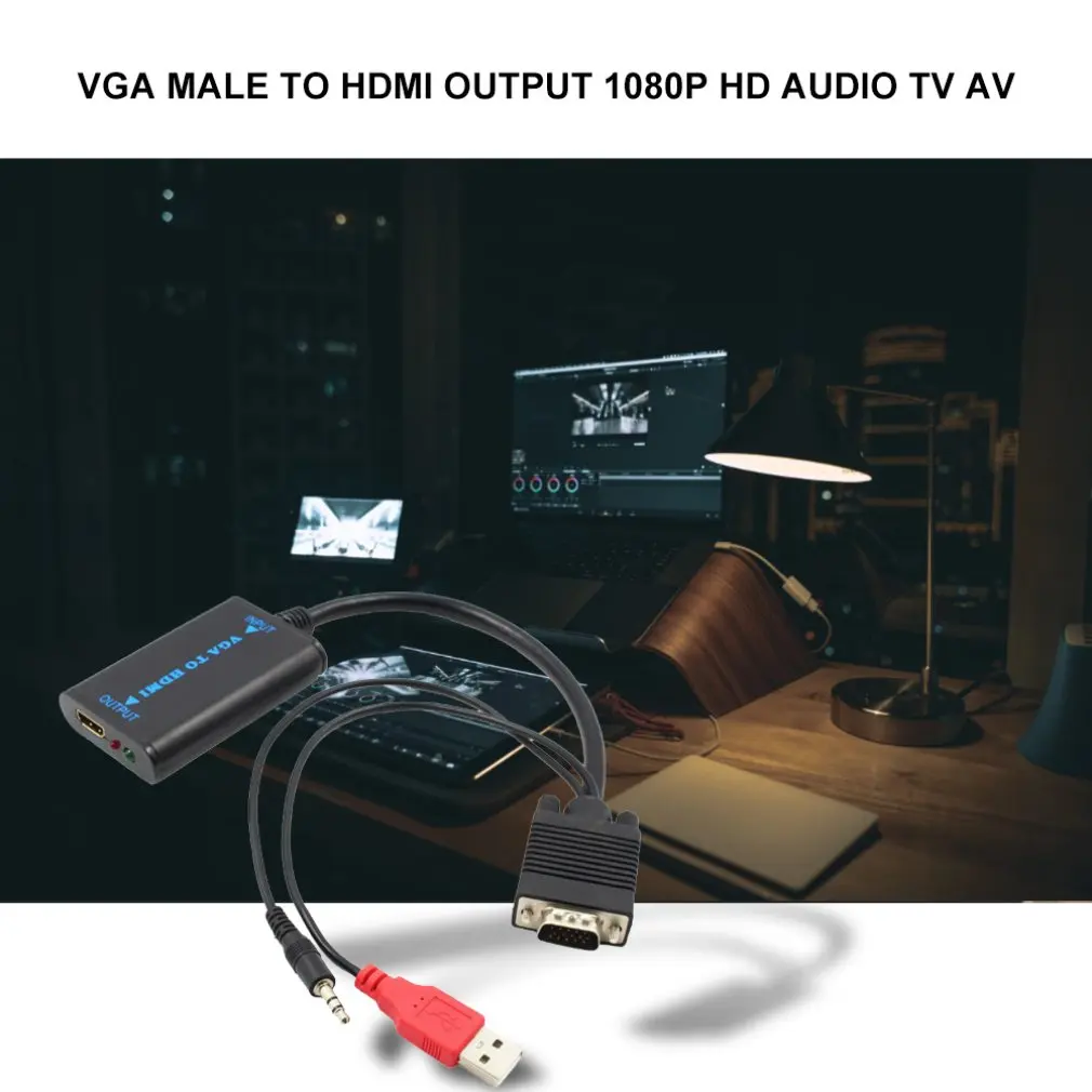 VGA Male To HDMI Output 1080P HD Audio TV AV HDTV Video Cable Converter Adapter for PC laptop to Projector | Электроника