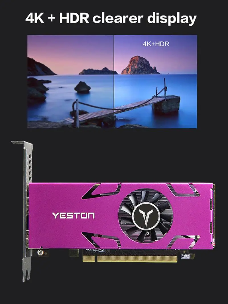 Yeston Graphics Card RX550-4G 4HDMI 4 Screen Support Split Screen 4GB Memory/GDDR5/128Bit 6000MHz VGA+ HDMI+DVI-D Graphics Card
