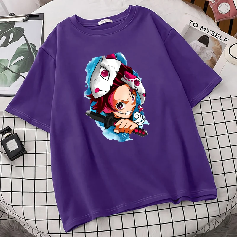 

Женская футболка демон убийца больших размеров свободного кроя с круглым вырезом футболки с коротким рукавом модные брендовые 2021 новые мяг...