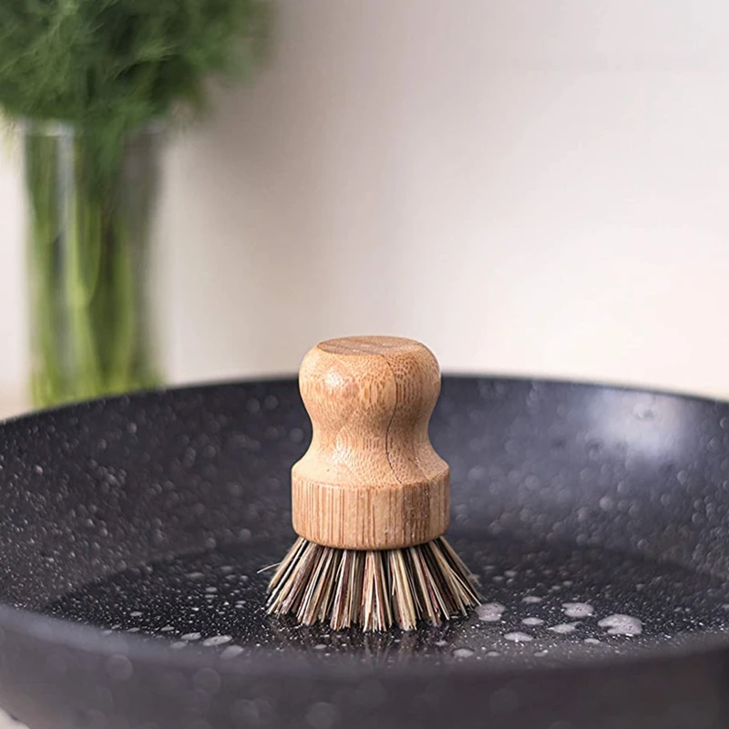 

3 Pack Bamboo Dish Brush Plant Based Bristles,Bamboo Scrub Brush for Cleaning Dishes,Pots,Pans and Vegetable