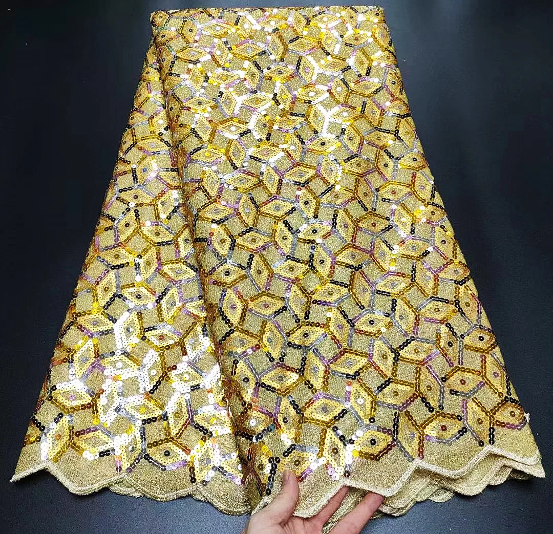 

5 ярдов, Африканский мягкий бархат, вышитые блестки, кружево 2021, красивая нигерийская тюль, сетчатая ткань, одежда с блестками