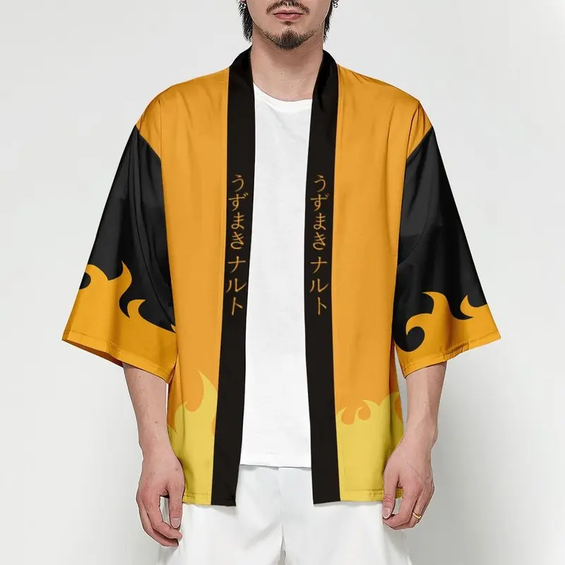 Кимоно с красными облаками для косплея Женское и мужское рукавом в семь точек