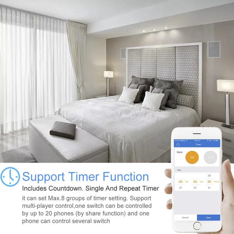 Настенный сенсорный выключатель ACUS с регулировкой яркости и поддержкой Wi-Fi |