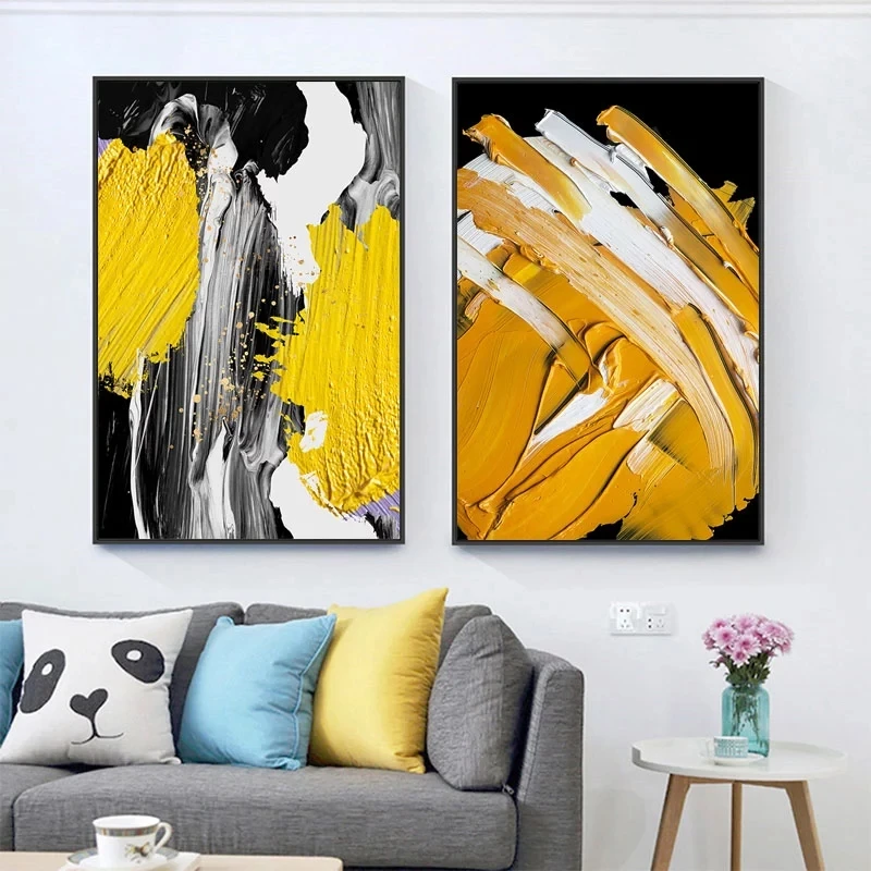 

Abstract Paint Canvas Painting Yellow Orange Wall Picture for Living Room Wall Art Home Decoration Modern Posters and Prints