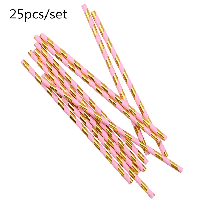 pinkB08 1st Birthday Party Supplies Pink Blue Paper Plates Cups Straws Disposable Tableware Banner Gender Reveal Baby Shower Party Decor - Цвет: pinkB08