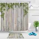 LB бамбуковые шторы с листьями, занавески для душа из полиэстера, водонепроницаемые занавески для ванной комнаты и душа