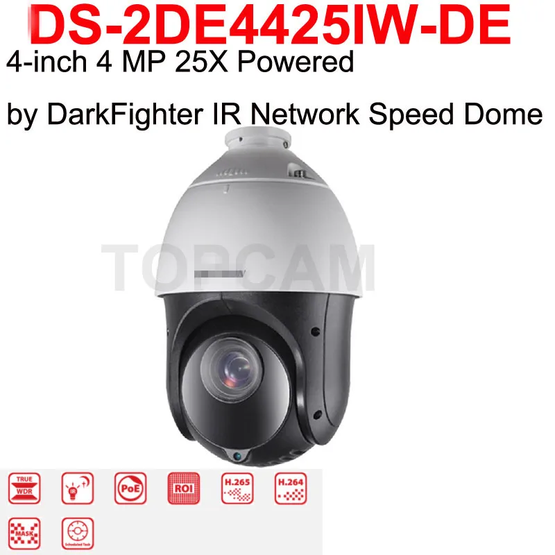 4 дюймовый мп 25X питание от DarkFighter IR Network Speed Dome DS 2DE4425IW DE английская версия|Камеры