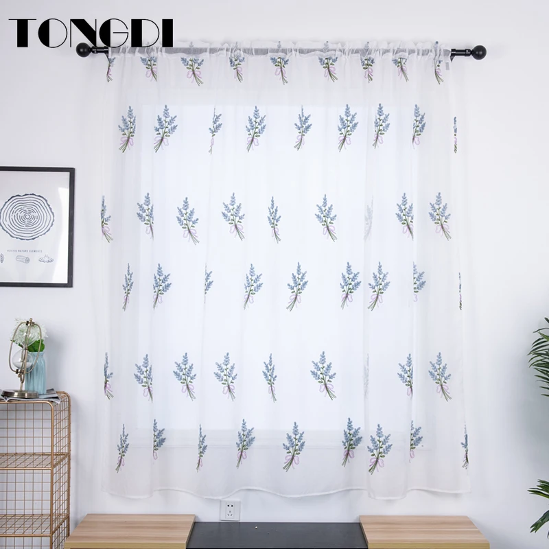 TONGDI белая Тюль с вышивкой занавеска элегантные листья Цветочное дерево