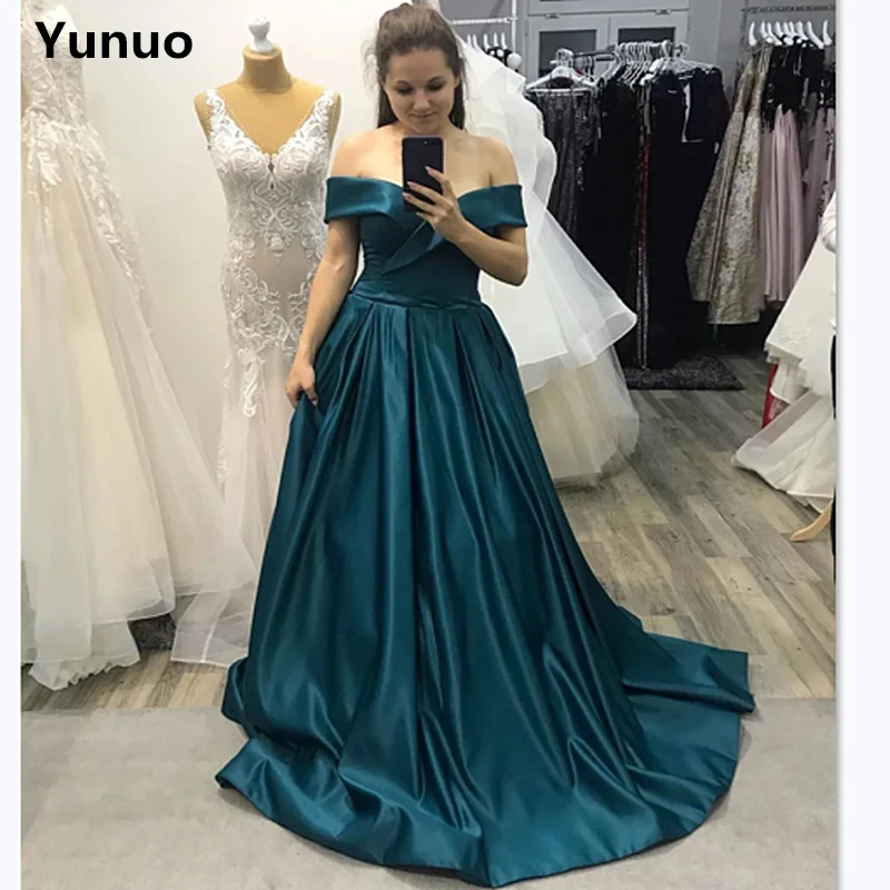Elegant Vestidos De Fiestas Off The Shoulder Evening Gowns With Side Slit A Line Sweep Train Prom Party Dresses Custom Made | Свадьбы и