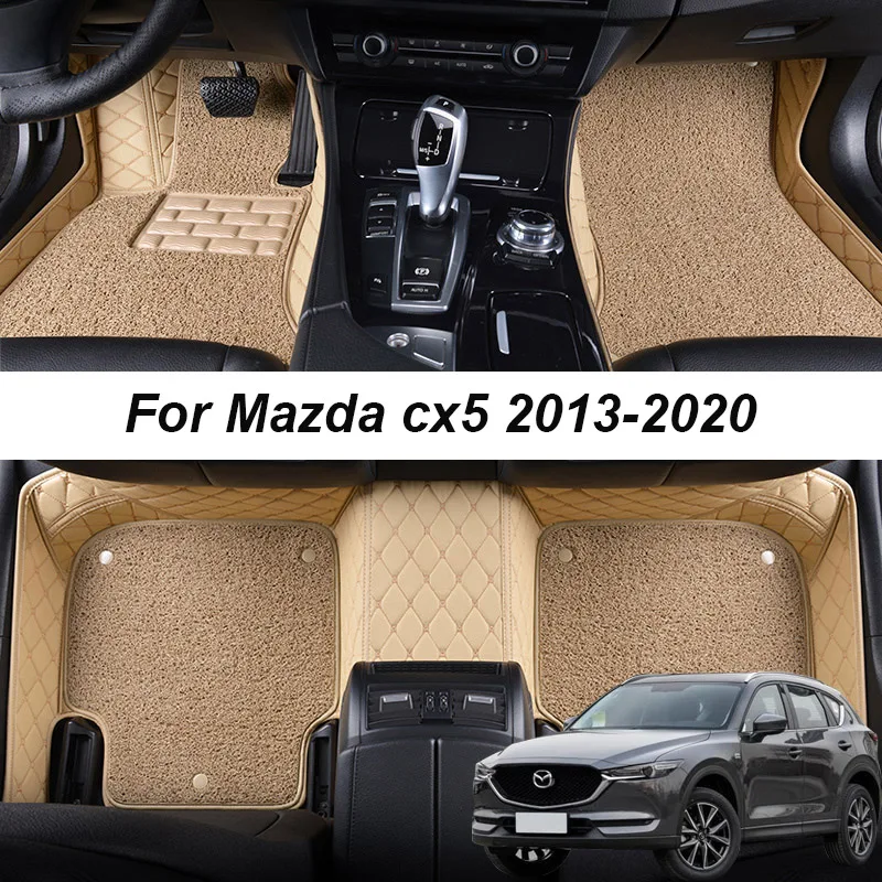 

Двухслойный Кожаный 3D интерьерный коврик под заказ автомобильный напольный коврик для Mazda cx5 2013 2014 2015 2016 ковры коврики аксессуары