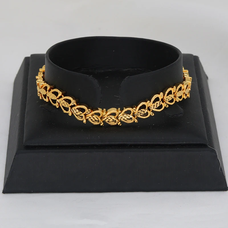 Индийский кубинский браслет на цепочке Дубай позолоченный 24-каратным золотом