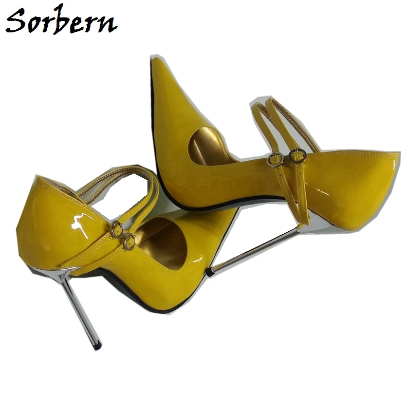 

Sorbern Sexy Pointed Toe Women Pumps Mary Janes Steel High Heels 12Cm 14Cm 16Cm 18Cm Plus Size Shoes Us5-16 Ladyboy Shoes Custom