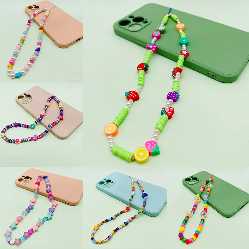 Colorful Beaded Key Chain Ladies Backpack Pendant Cute Mobile Phone Chain Ins Trendy Phone Case Decorative Lanyard