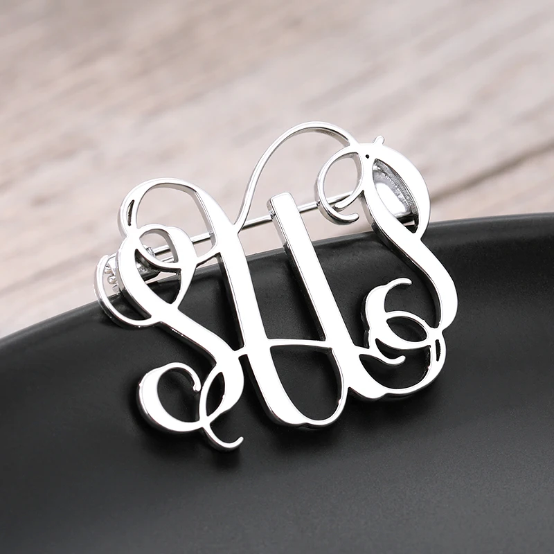 Custom Name Label Brooches Pins For Women Men Gold Silver Stainless Steel Monogram Brooch Party Wedding Bar Jewelry Gift | Украшения и