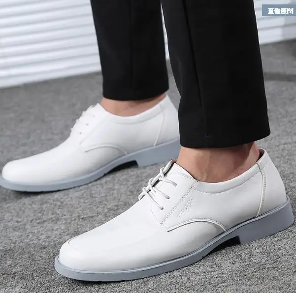 

White Wedding Shoes For Men Big Size 38-48 Genuine Leather Mens Navy Shoes Breathable Solid Male Dress Flats Formal Shoe
