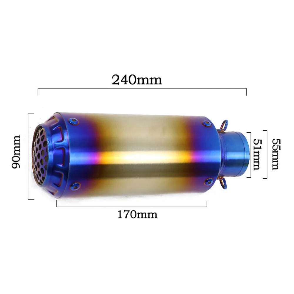 

2" 240mm Round Exhaust Pipe Muffler Slencer W/ Net For Motorcycle Cafe Racer Bagger Bobber Tracker Scrambler Chopper Scooter