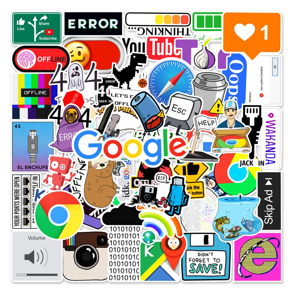 103050pcs popular software graffiti stickers for laptop phone case water bottle waterproof aesthetic decals cool sticker packs free global shipping