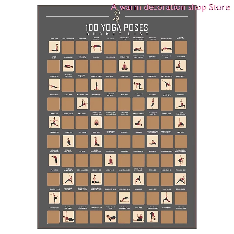 Постер с защитой от царапин Топ 100 меню йоги поза для обучения список ведра
