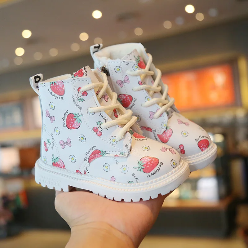 

Детские ботинки CAPSELLA, обувь, Клубничные ботинки для мальчиков и девочек, детские модные брендовые теплые ботинки из мягкой кожи, размер 21-30