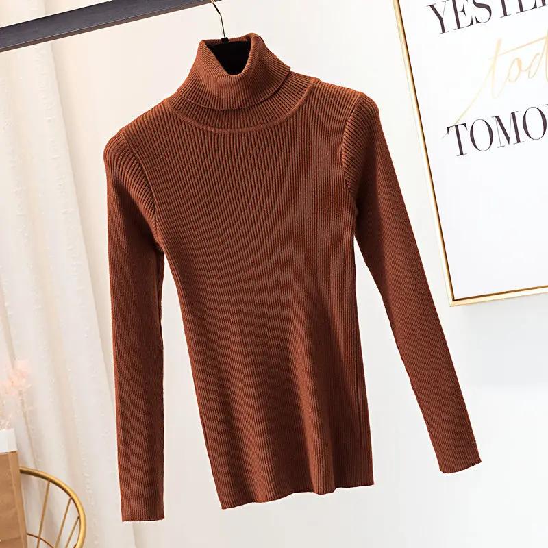 Gaganight Fashion Autumn Winter Knit Sweater Women Stretch Solid Slim Soft Pullover Turtleneck Basic Bottom Jumper Pull Femme | Женская