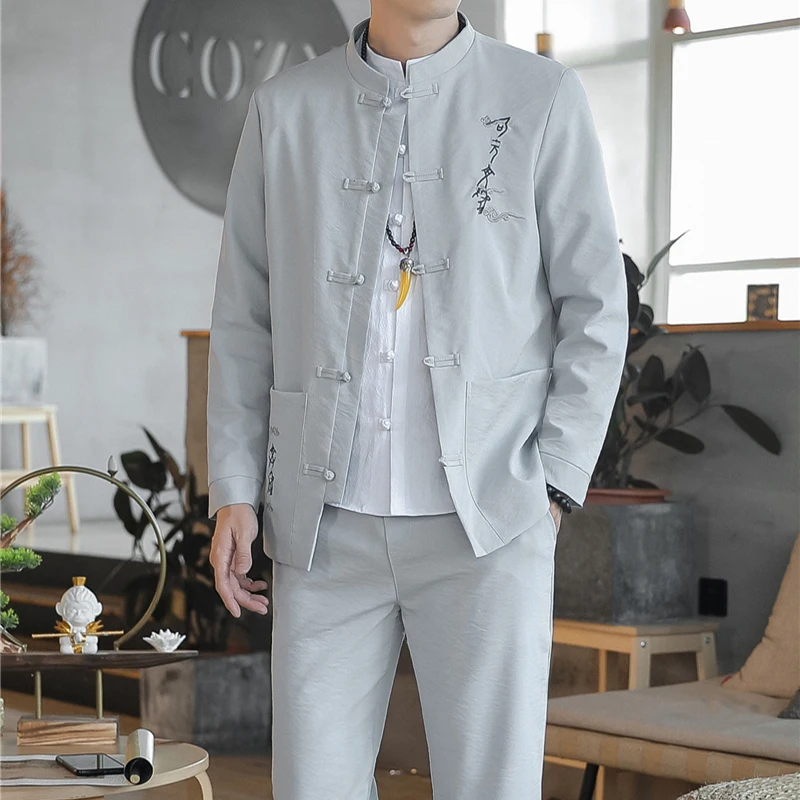 Мужской костюм с китайским воротником Свадебный приталенный пиджак смокинг и