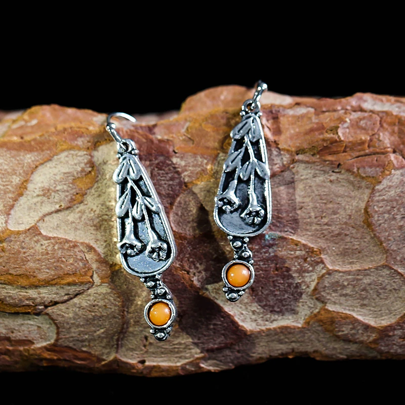 Изысканные Серьги-Подвески ручной работы с резными листьями винограда цветком