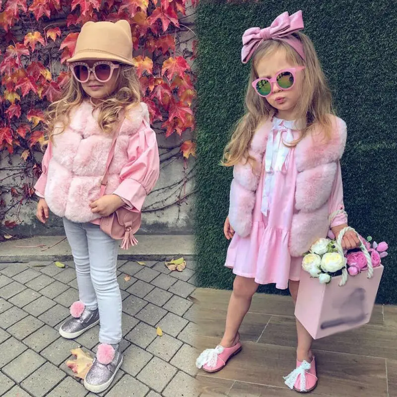 Жилет из искусственного меха для девочек осенне зимняя модная плотная теплая