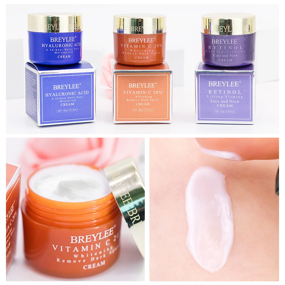 

BREYLEE Face Cream Hyaluronic Acid Moisturizing Day Cream Retinol Anti Wrinkle Vitamin C Whitening Skin Care Acne Treatment 40g