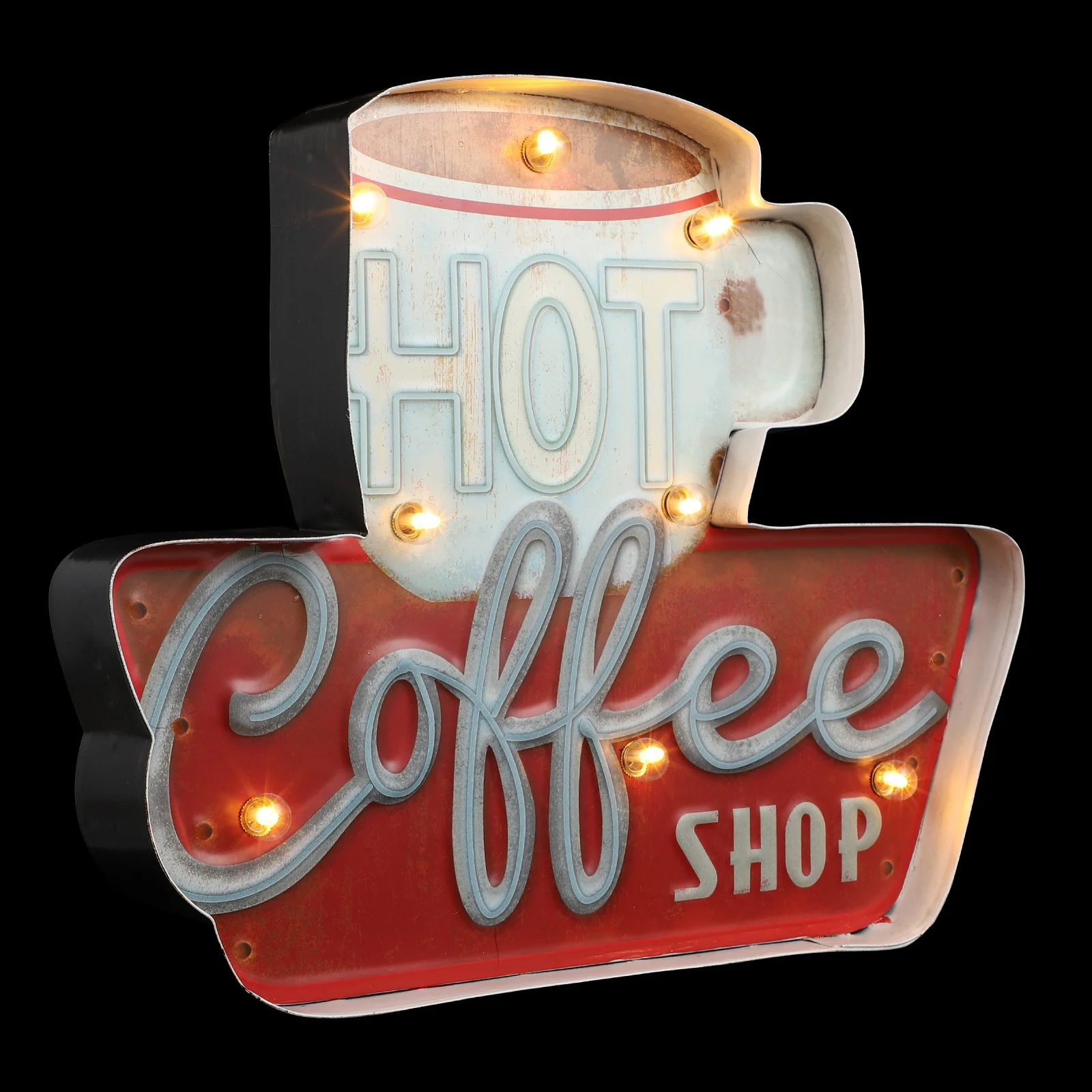 

1Pc Retro Light Decor Coffee Cup Pattern Shaped Light Decorative Wall Decor