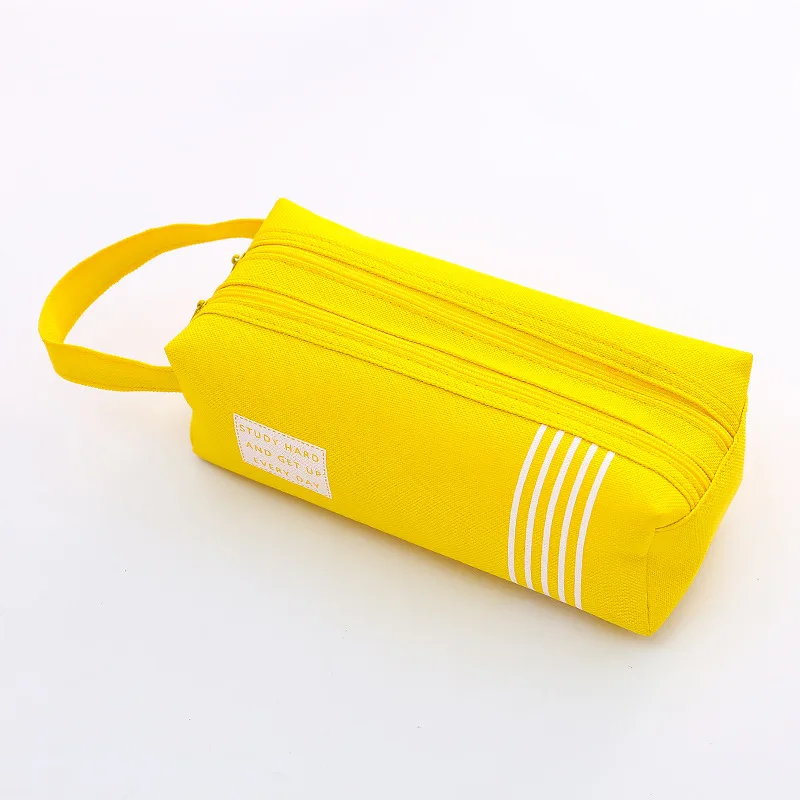 canvas 2 yellow Креативный чехол на двойной молнии для карандашей чехол Kawaii пенал большой емкости Пенал для девочек подарки милый школьный рюкзак канцелярские принадлежности - Цвет: canvas 2 yellow
