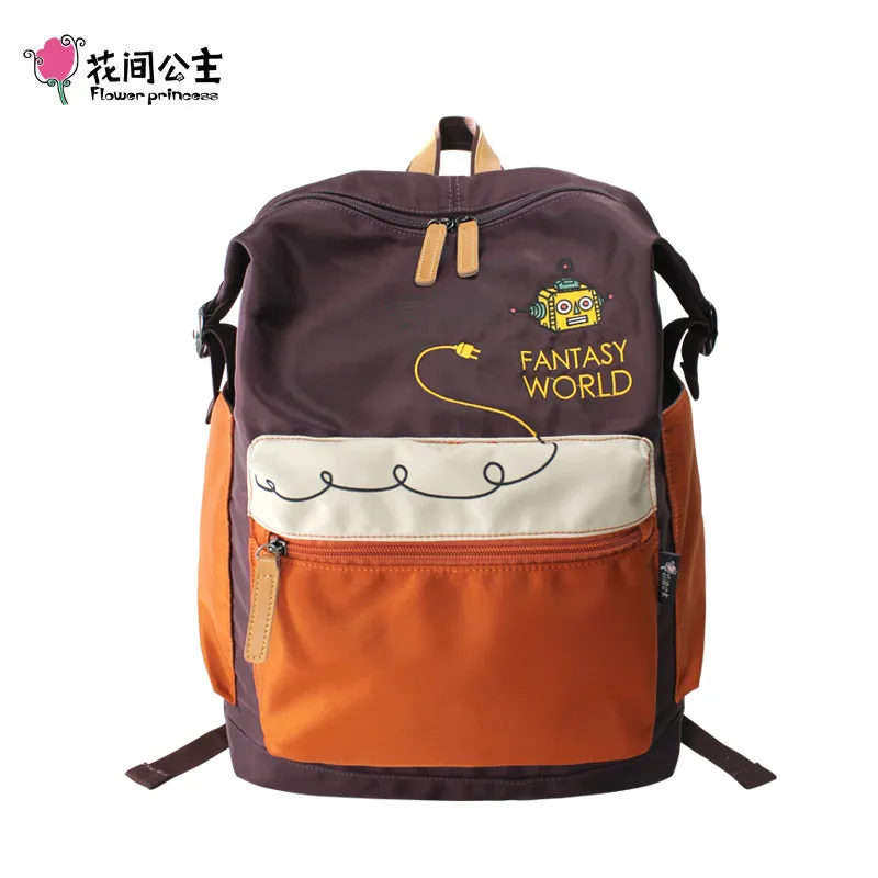 Нейлоновый женский рюкзак для ноутбука 15 дюймов с цветочной вышивкой