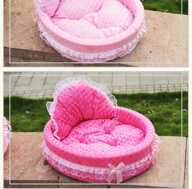 Sweet Lace Princess Dog Bed Cat Nest Puppy Soft Puppy Teddy Pet Bed Suitable for Small and Medium Dogs and Cats Sofa Kennel
