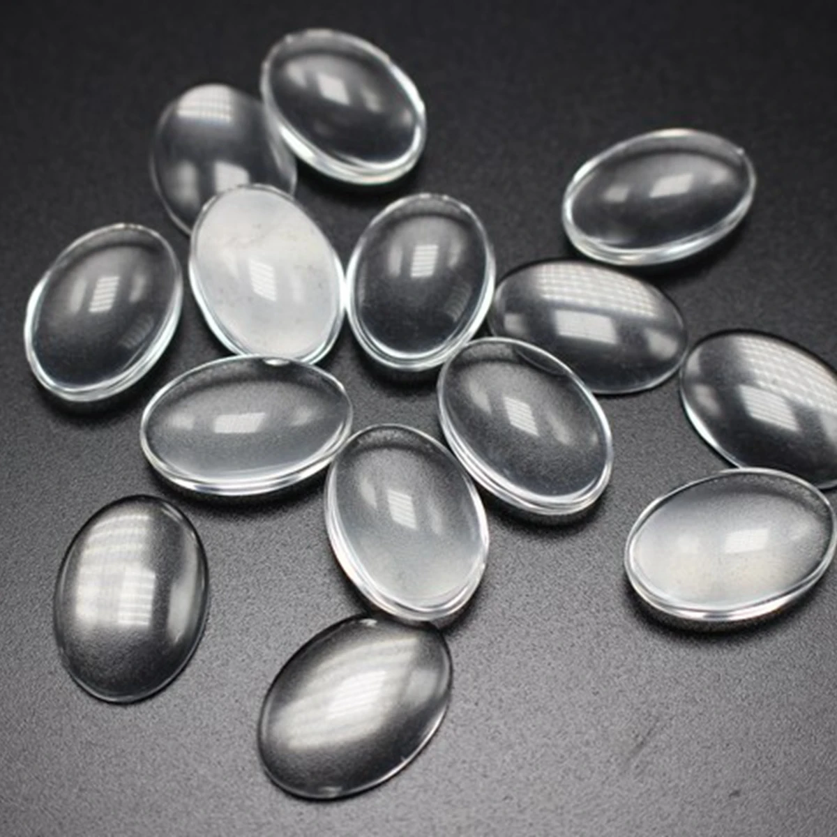 

50 Transparent Clear Oval Dome Flatback Glass Cabochon 13X18mm