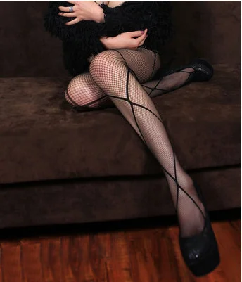 Женские черные сексуальные колготки с алмазным принтом высокой талией |