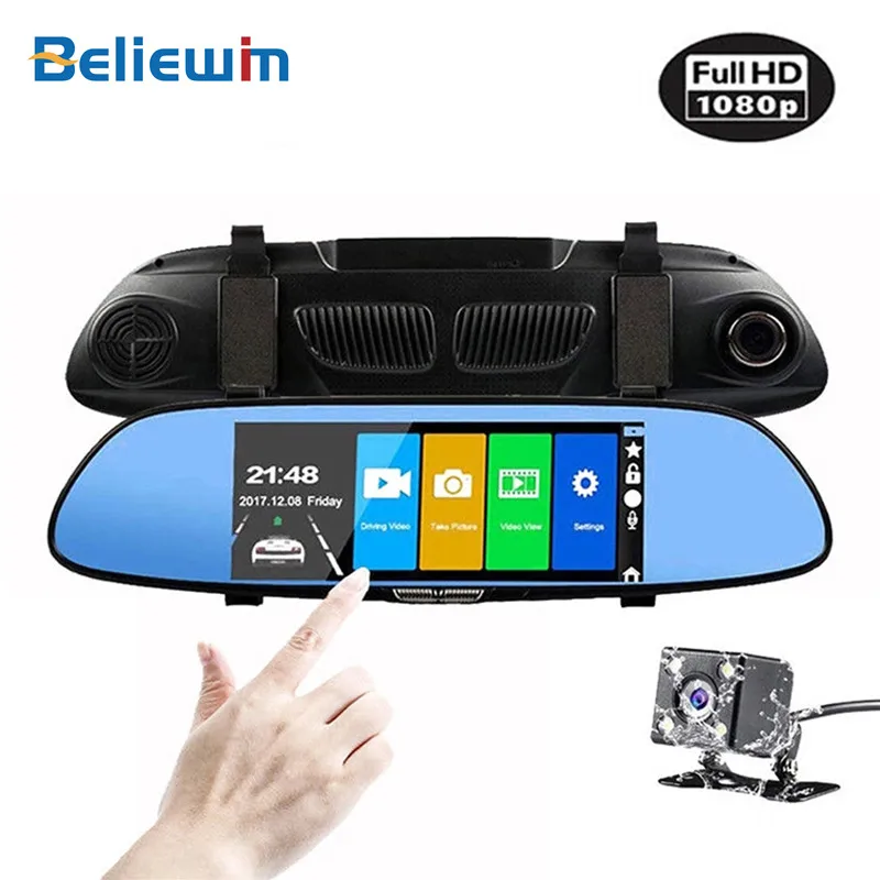 Автомобильный видеорегистратор Beliewin 1080P HD 7-дюймовый сенсорный с двумя