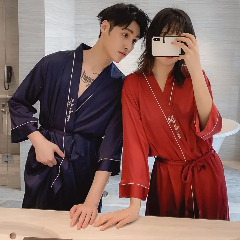 Весеннее утреннее платье имитирует шелковую одежда для сна влюбленных женская