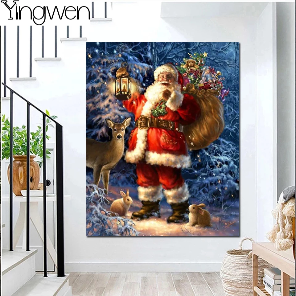 Алмазная картина сделай сам Рождественская мозаика для детей Санта-Клаус