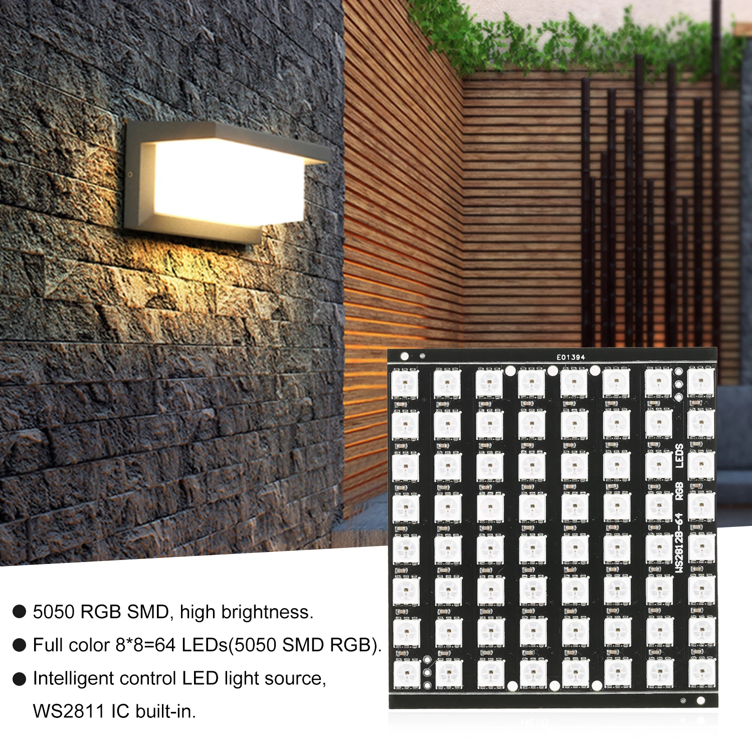 WS2812B 64 8*8 пикселей RGB умная светодиодная плата для разработки полноцветный привод