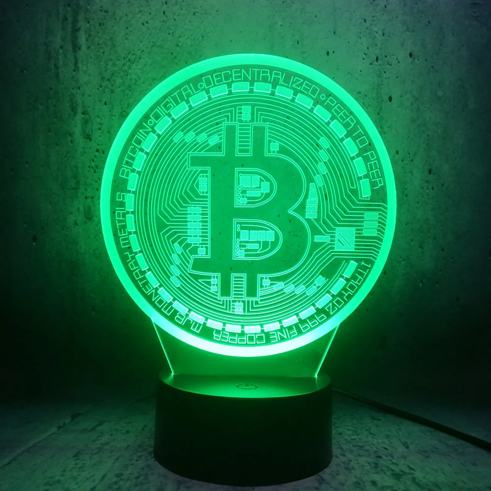 Биткойн светодиодный ночной Светильник Usb сенсорный Сенсор Цвет изменение