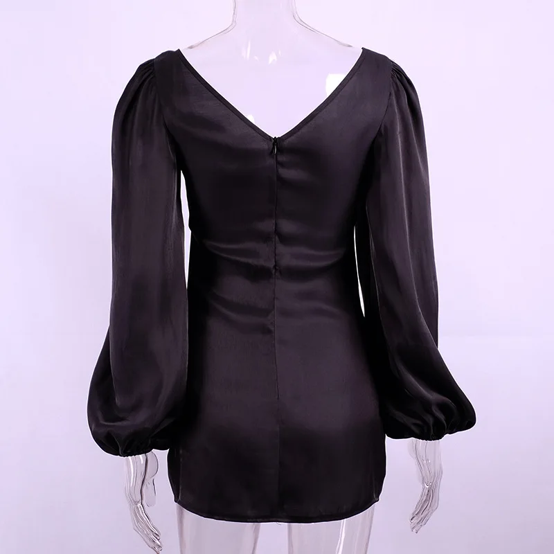 MONMOIRA однотонное мини-платье с пышными рукавами женское осеннее элегантное