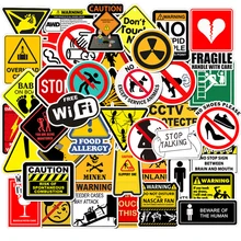 10/30/50PCS Warning Stickers Danger Banning Signs Reminder Waterproof Decal Sticker to Laptop Motorcycle Luggage Phone Snowboard
