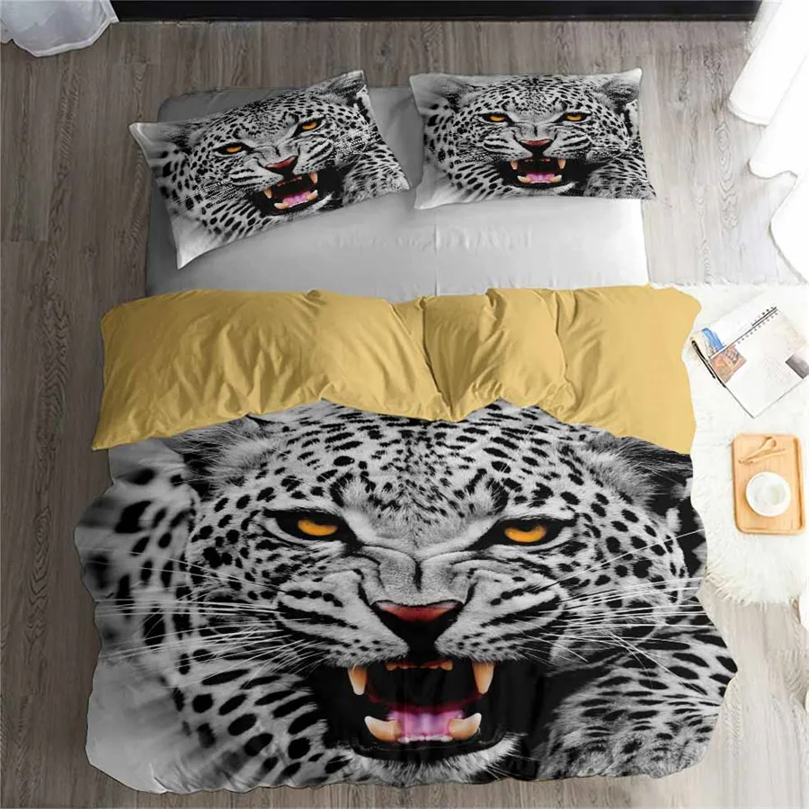 Комплект постельного белья с 3d-изображением снежной леопардовой расцветки