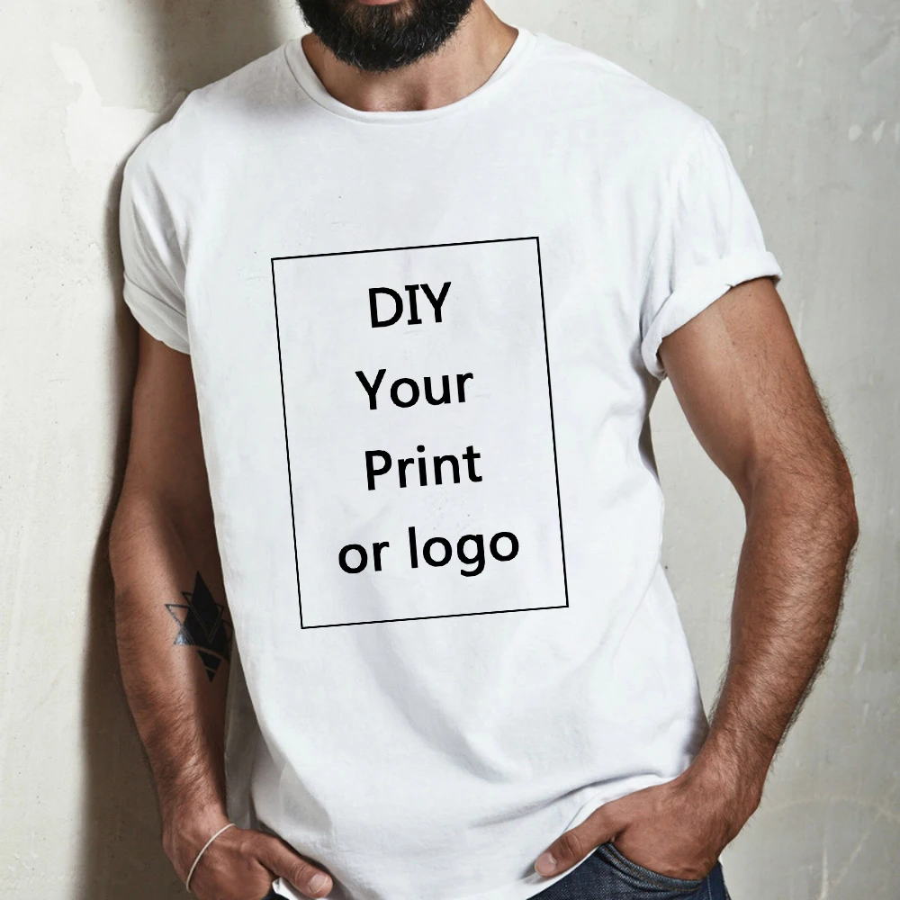 

Diy Your Print or Logo Man Tshirt Summer White T Shirt Oversized T-shirts Harajuku Casual Men Tops Clothes Short Sleeve Tee Male