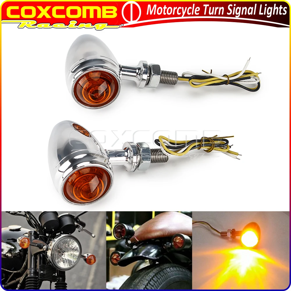 

1Pair Motorcycle Aluminum 10mm Bullet Blinker Turn Signals Indicator Lamp For Harley Honda Suzuki Kawasaki Yamaha Cafe Racer