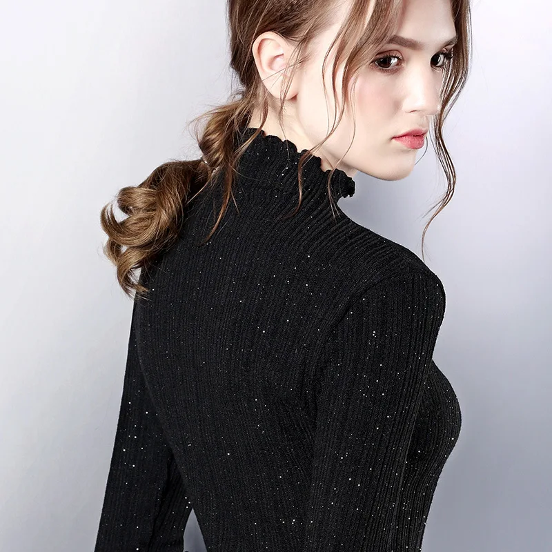 Модный свитер с оборками на осень и зиму новинка 2019 женский эластичный