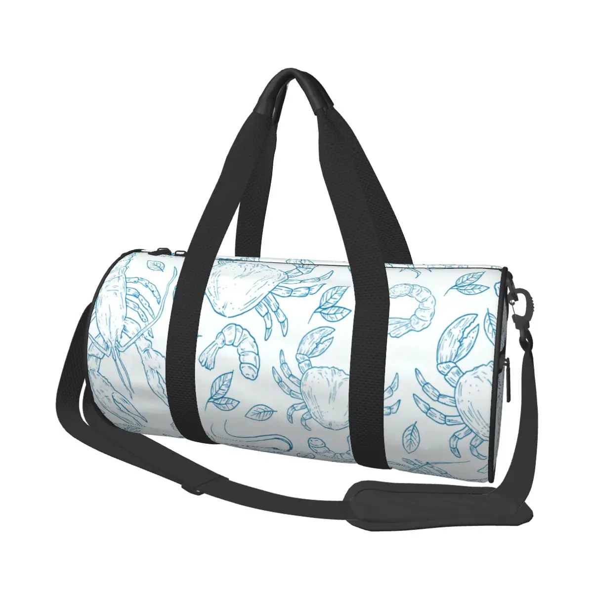 

Travel Duffel Handbag Blue Natural Fish Lobster Sea Print Multifunction Weekend Bag Casual Duffel Shoulder Bag Overnight Bag