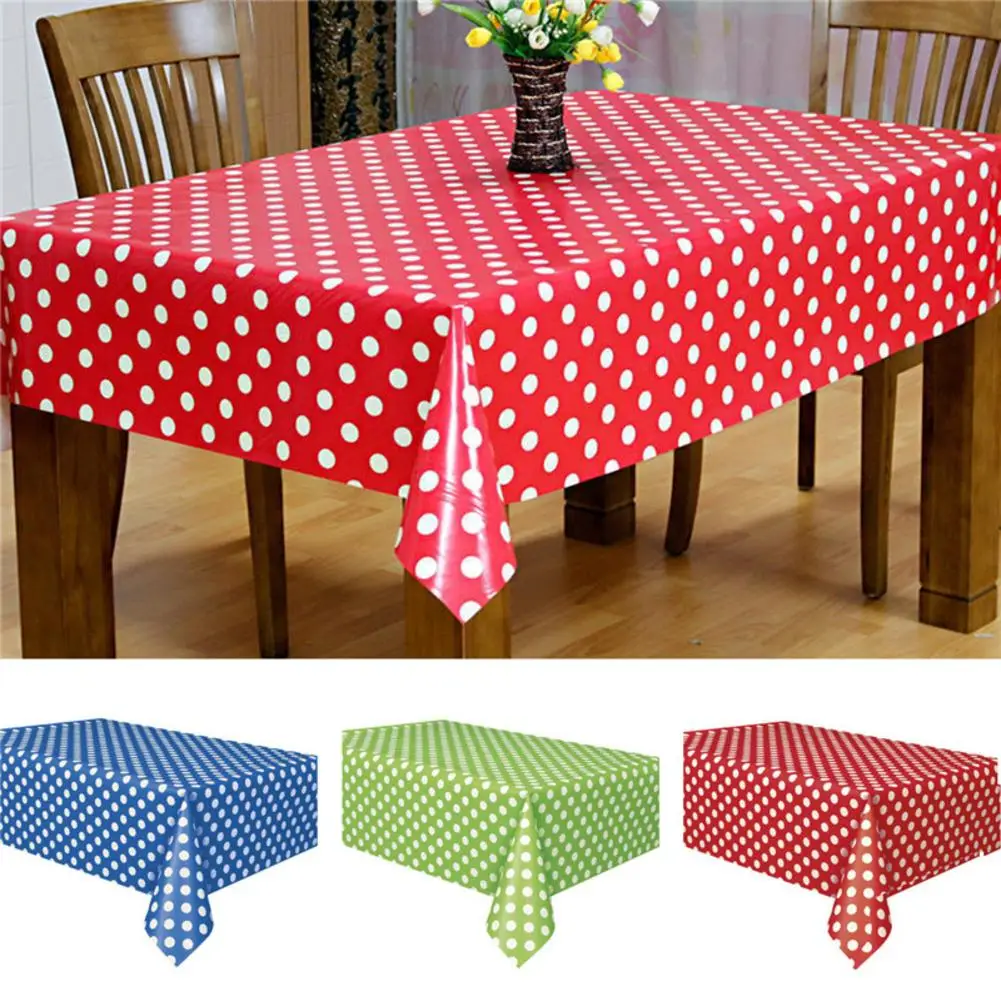 

Birthday Party Tablecloth Dots Spot Family Hotel Travel Disposable Plastic Table Cover Camping Wedding Party Dinner Tablecover