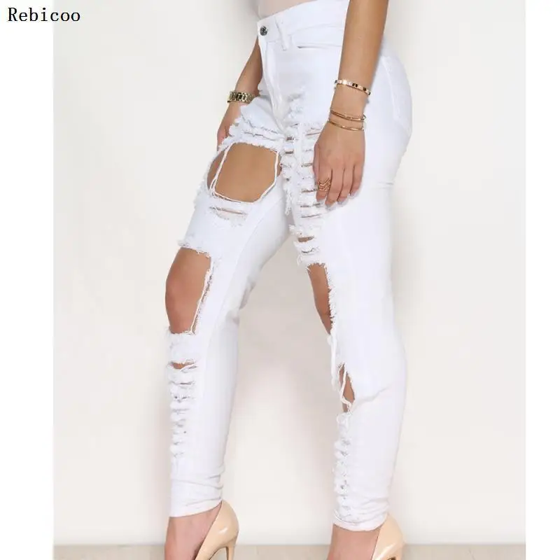 Женские джинсы с дырками повседневные Модные индивидуальные узкие эластичные