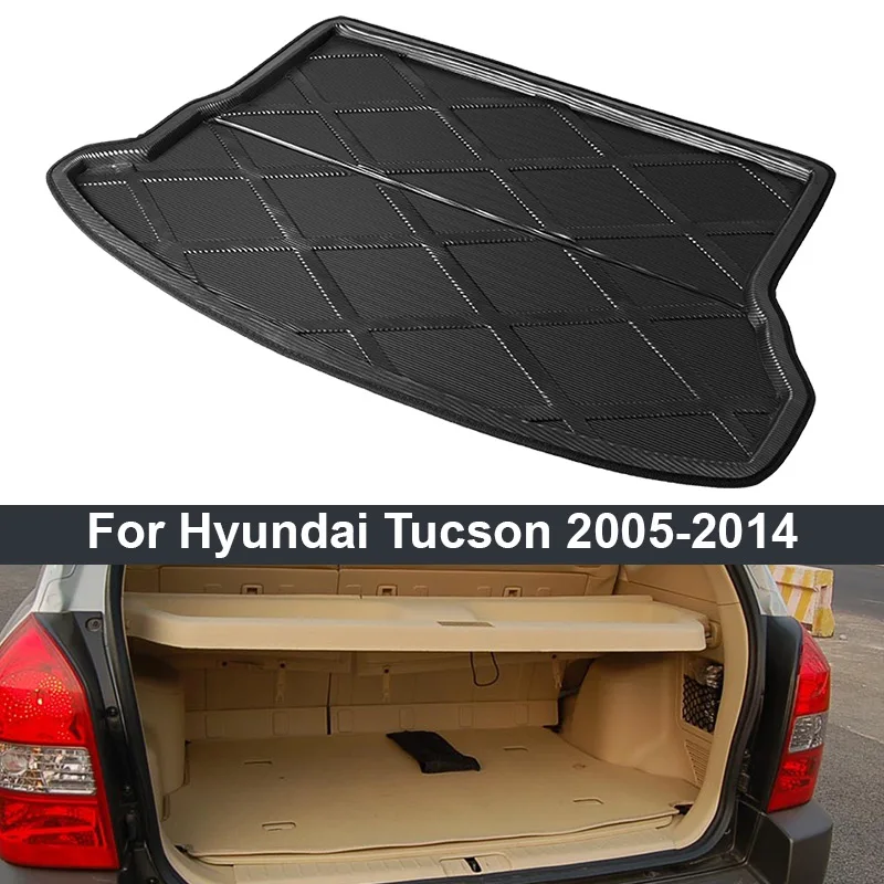 Специальный черный коврик для багажника Hyundai Tucson 2005-2014 заднего напольный поднос
